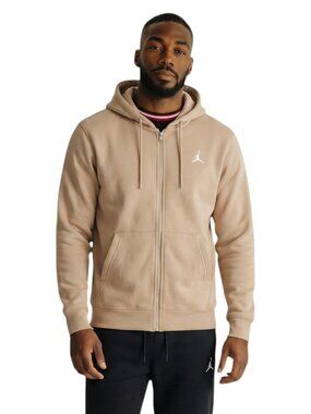 Jordan Zip Up Hoodie Mens Size L Brown Hemp Premium Fleece Sweatshirt NWT